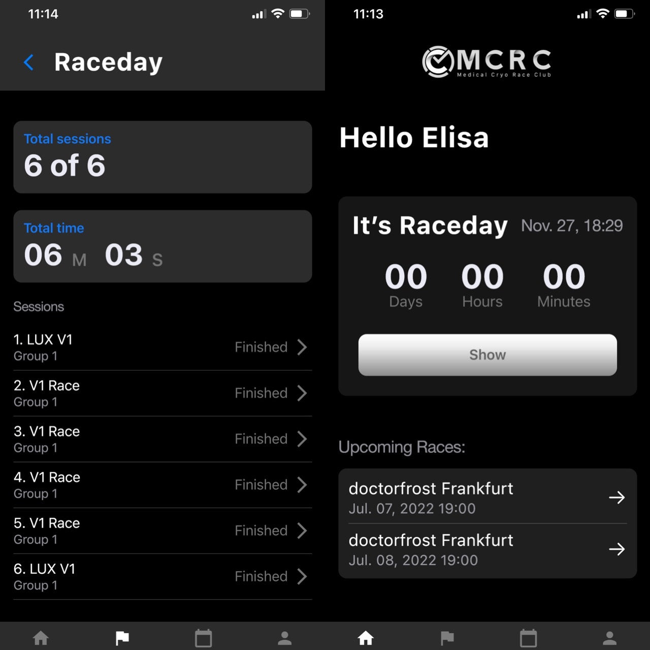 Medical-Cryo-Race-Club MCRC App